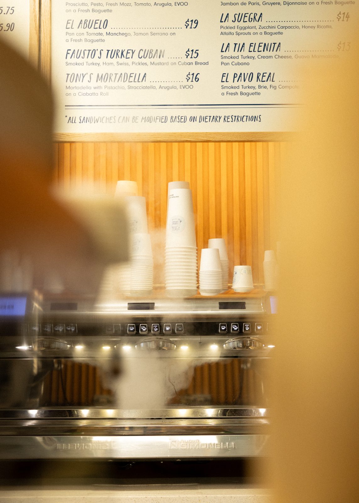 Espresso machine at the counter